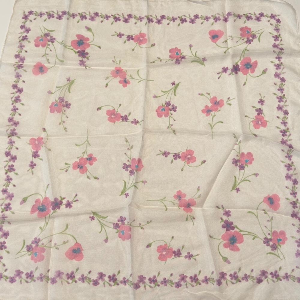 Kathie Lee Collection Floral Square Scarf Multicolor Made in Italy Cottagecore